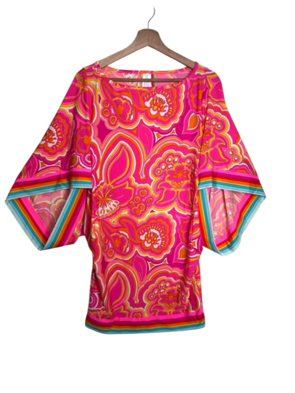 Trina Turk Morning Sunrise Swim Cover Mini Tunic Kaftan 25th Anniversary Medium - Picture 2 of 7